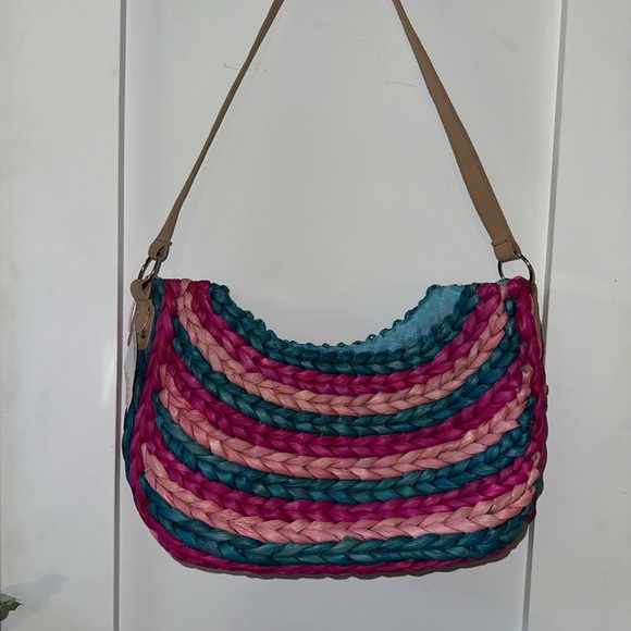 NWT Multicolor Woven Shoulder Bag - Picture 1 of 6